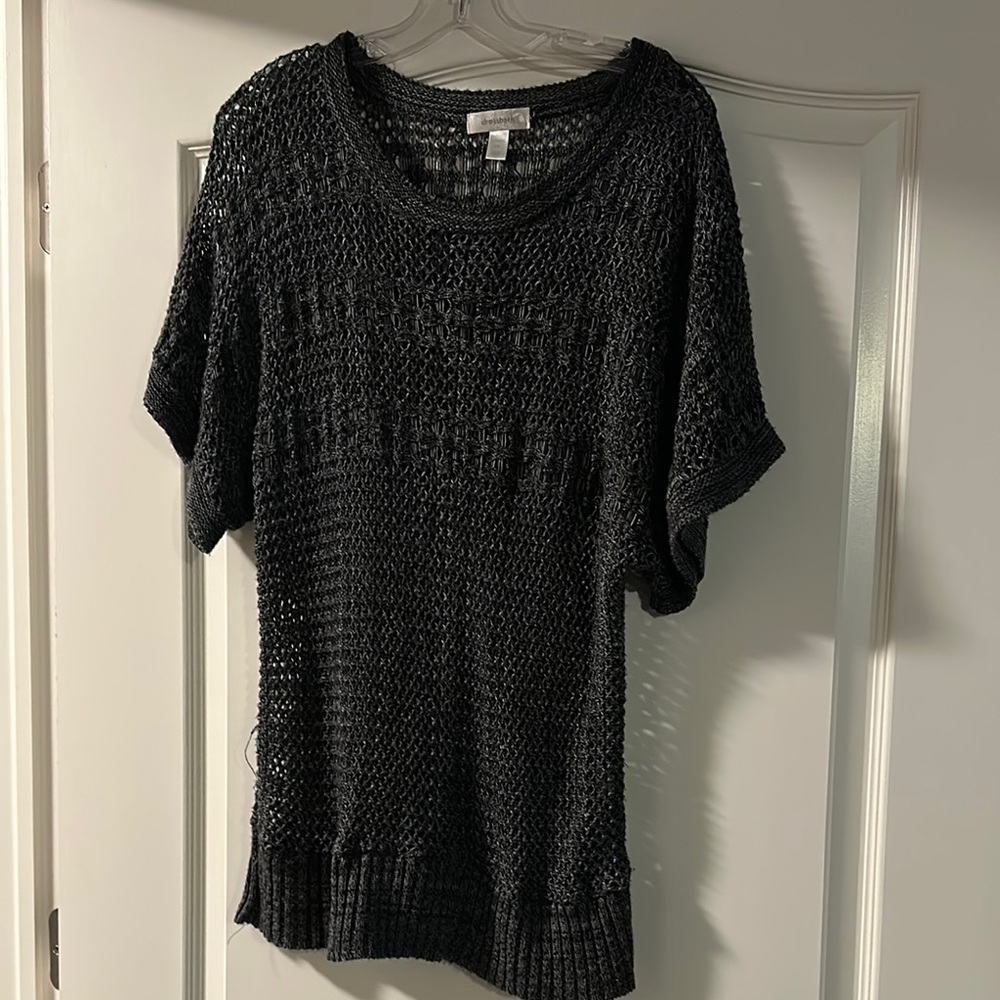 Dress Barn Black Crew Neck Sweater with Textured Knit